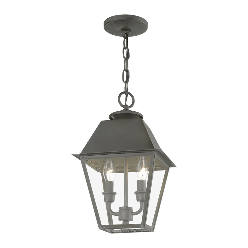 Amouri 2 -Bulb 15" Outdoor Hanging Lantern, Charcoal