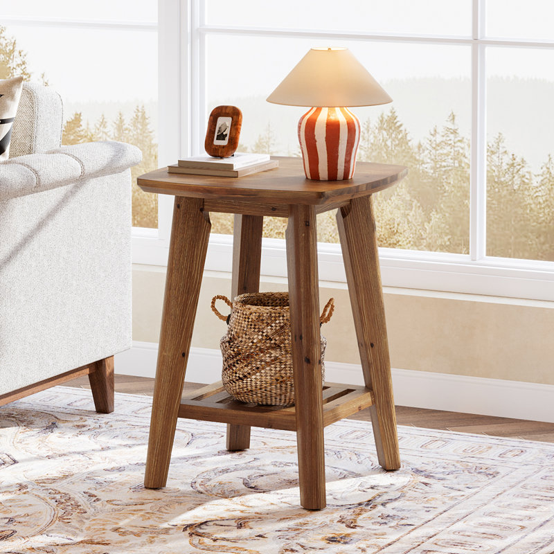 Square End Table with 2-Tier Storage
