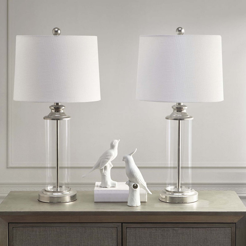 Ensemble de 2 lampes de table en verre Clarity, Argent argent