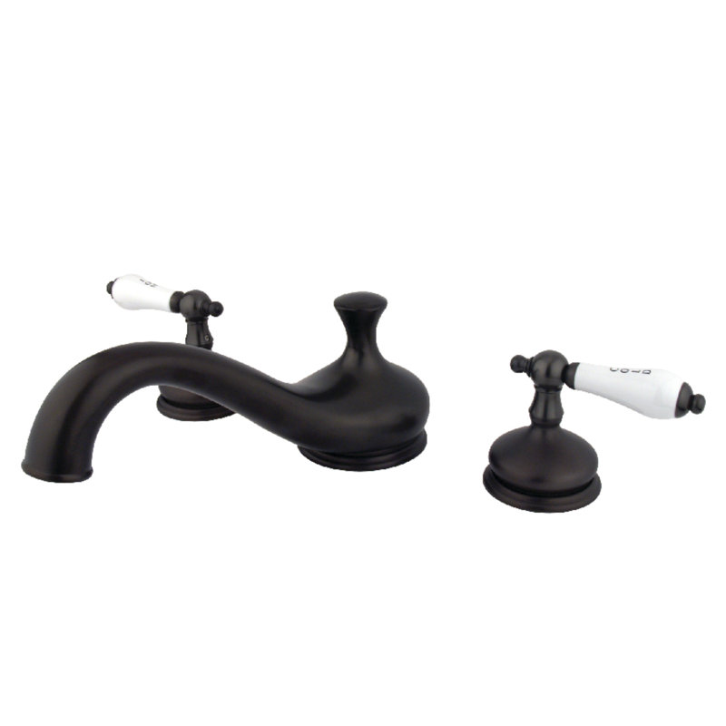 Kingston Brass Heritage Two-Handle 3-Hole Deck Mount Roman Tub Faucet, Oil Rubbed Bronze