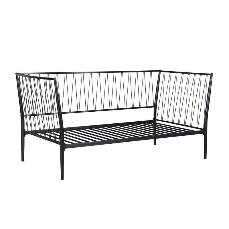 Transitional Metal Twin Daybed Frame with Angled Backrest