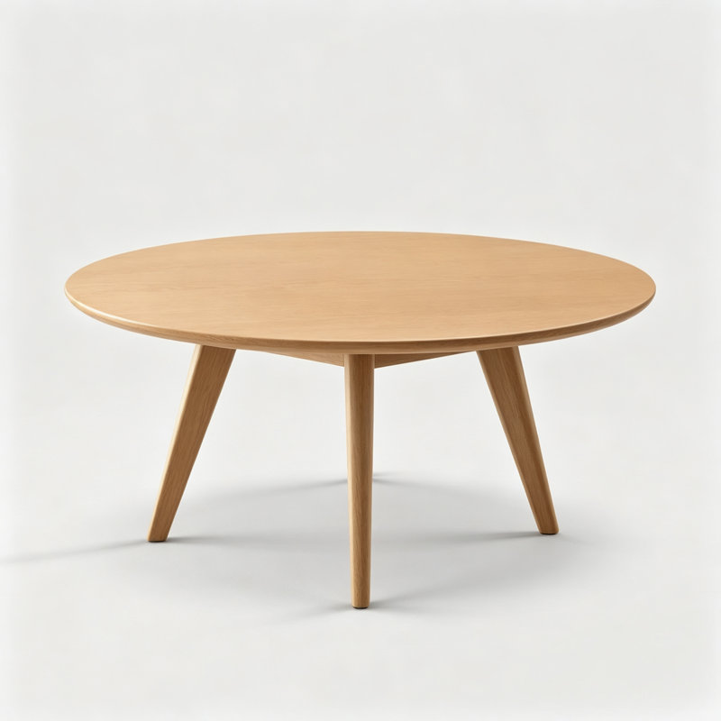 Table basse ronde moderne Fjord 29,5 po de largeur en bois massif, Table basse de 29,5 po de largeur, Bois naturel, 1