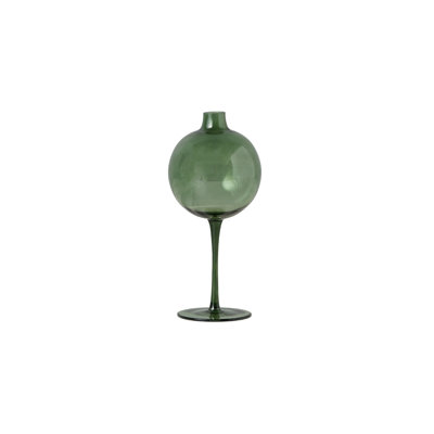 Vase en verre à vin - 10 cm L x 10 cm l x 22 cm H - Vert sapin