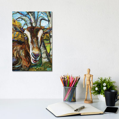 Toggenburg Goat And Trees 1 Piece Wrapped Canvas Wall Art