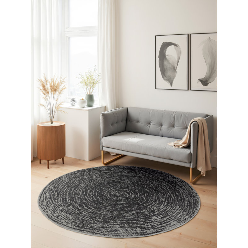 Cavallo Short Pile Rug Round by Hanse Home – Round short pile rug, abstract design, classic living room rug for living rooms, bedrooms, dining rooms, hallways
