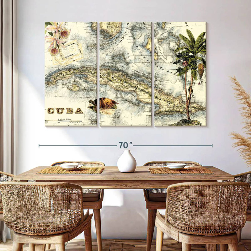 Aliaz Tropical Map Of Cuba, 24" H x 38" W