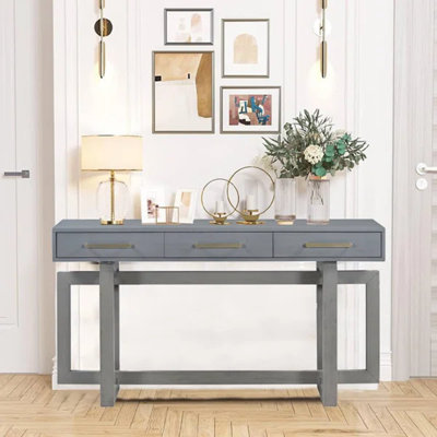 Artsy Extra Long Console Table,Entryway Table with Three Drawers