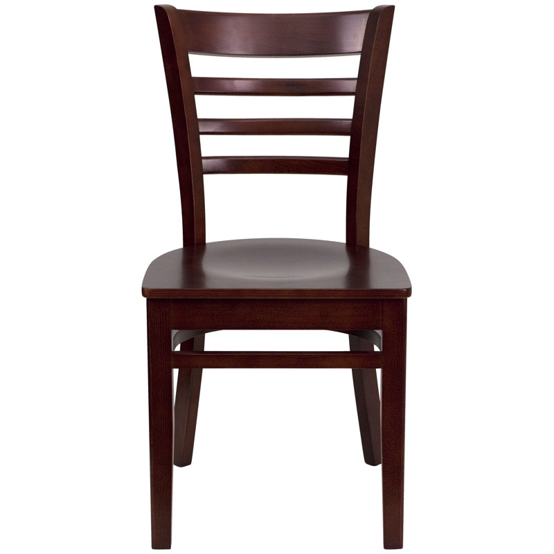 Prompton Vertical Slat Back Wooden Restaurant Chair, Mahogany