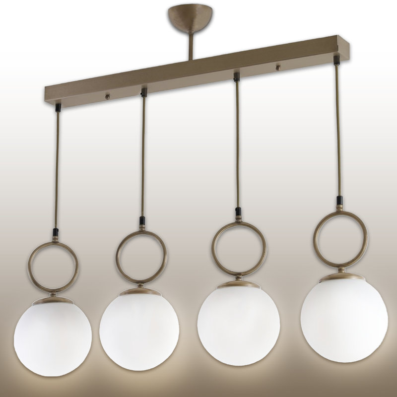 Luminaire suspendu pour îlot de cuisine 4 lumières à hauteur réglable, Blanc