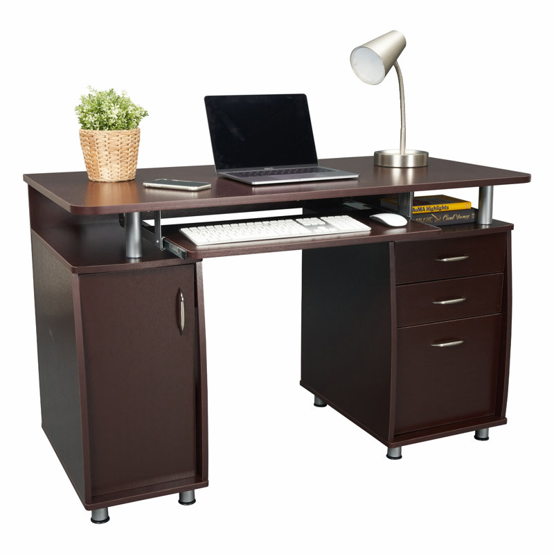 Complete Workstation Computer Desk With Storage, Brown