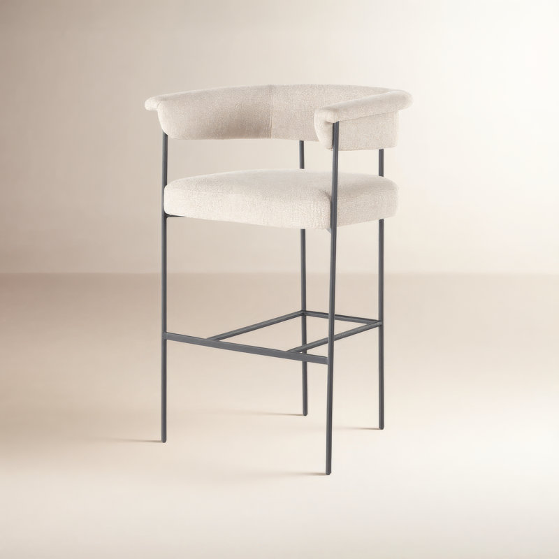 Lyssa Upholstered Counter Stool, Bar Stool (30.5" Seat Height), Light Camel Polyester, Solid