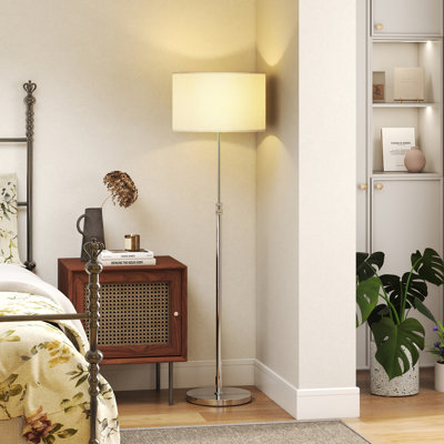 HOMCOM Floor Lamp with Remote Height Adjustable Linen Shade
