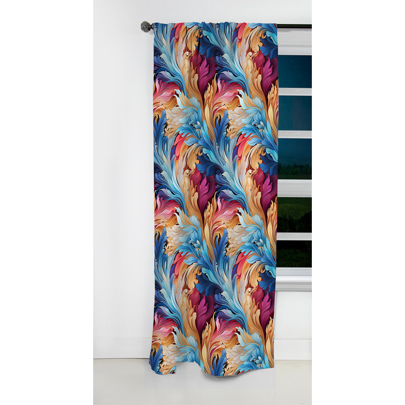 Motif de marbre Ethno Paisley Harmony - Rideau occultant en marbre marbré abstrait - 1 panneau, L 52 po x L 108 po