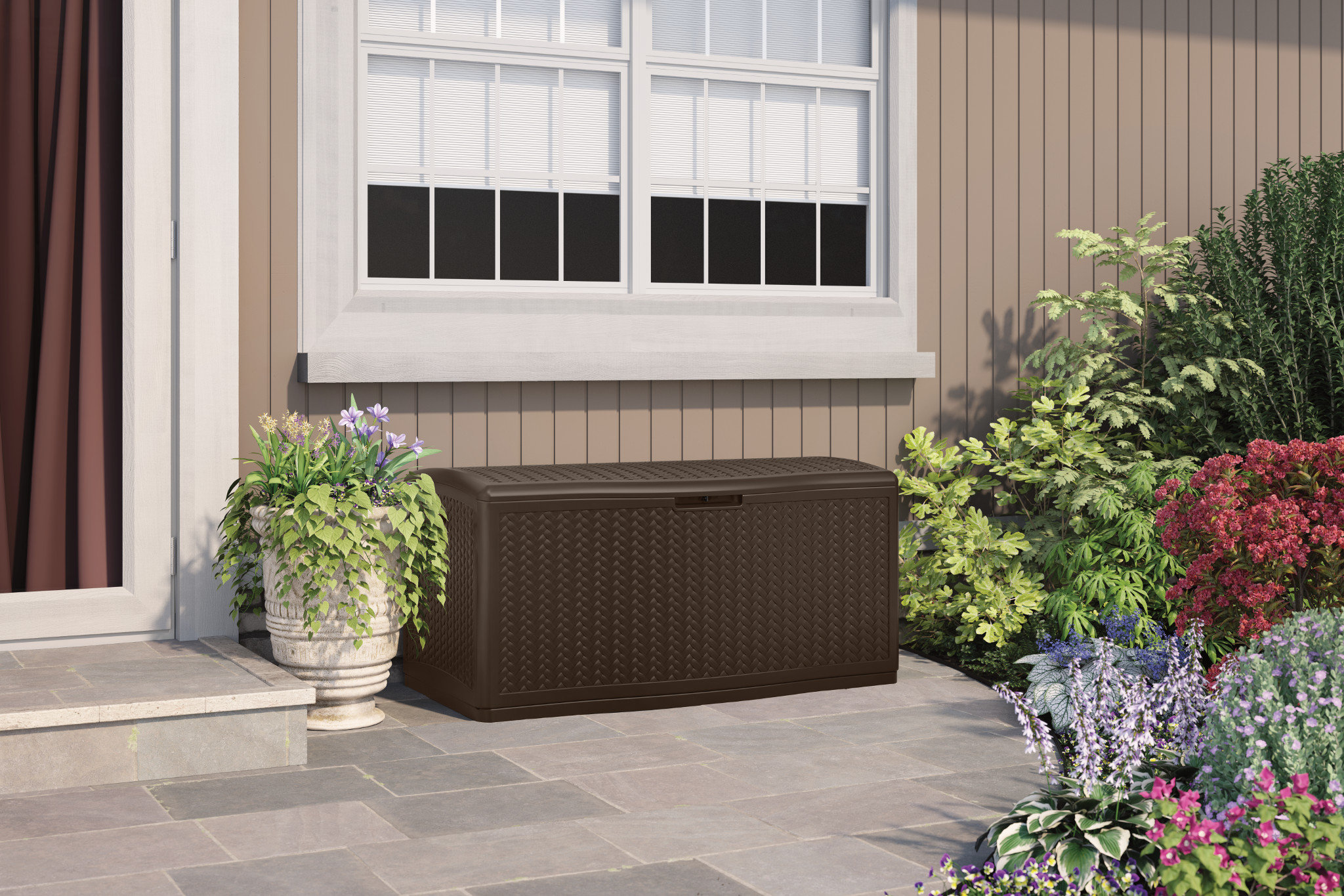 Suncast 124 Gallon Water Resistant Herringbone Deck Box &amp; Reviews ...