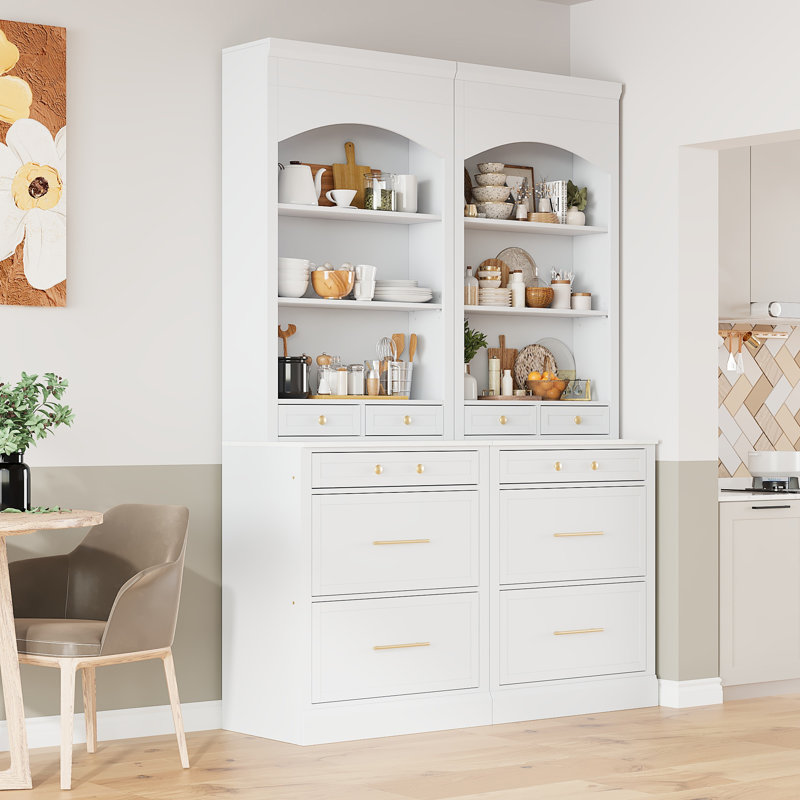 TOPMAX Modern 83.7Inch High Kitchen Pantry, White