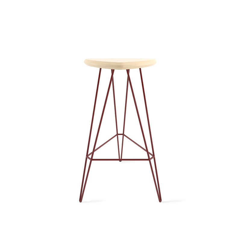 Madison Counter Stool with Metal Frame, Maple, Bar Stool (30" Seat Height), Blood Red