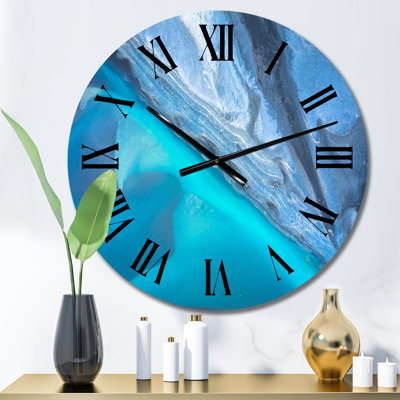 Aerial View Of Glacier Rivers Iceland II - Modern Wall Clock