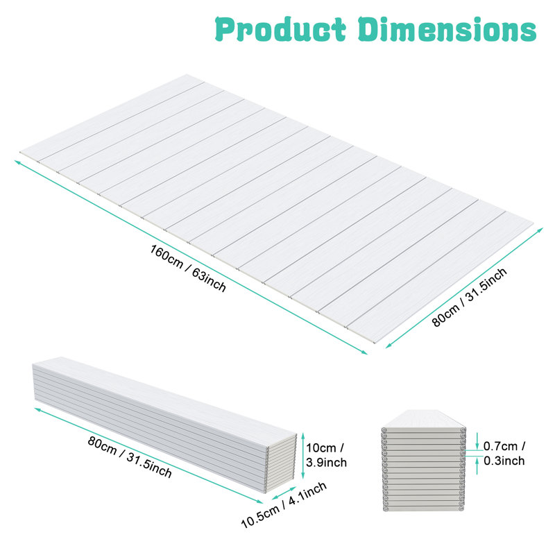 Bathtub Tray, Foldable Anti-Dust Bathtub Cover Bath Insulation Cover, Pvc Shutter Bath Lid Fit Most Tubs, Can Store Wine Glass, Books, Tablets, Cellphones (White, 160×80×0.7Cm)
