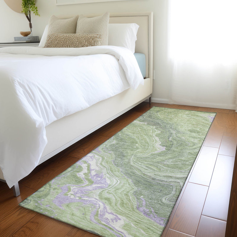 Tapis intérieur / extérieur vert Elius, 2 pi 3 po x 7 pi 6 po