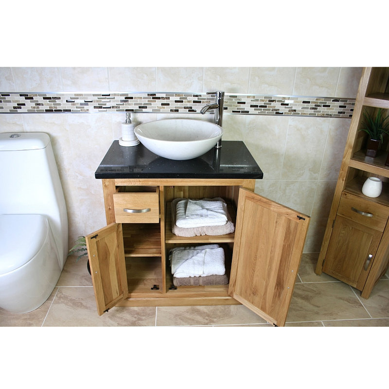 Tanglewood 750mm Single Bathroom Vanity with Vessel Stone Basin, White