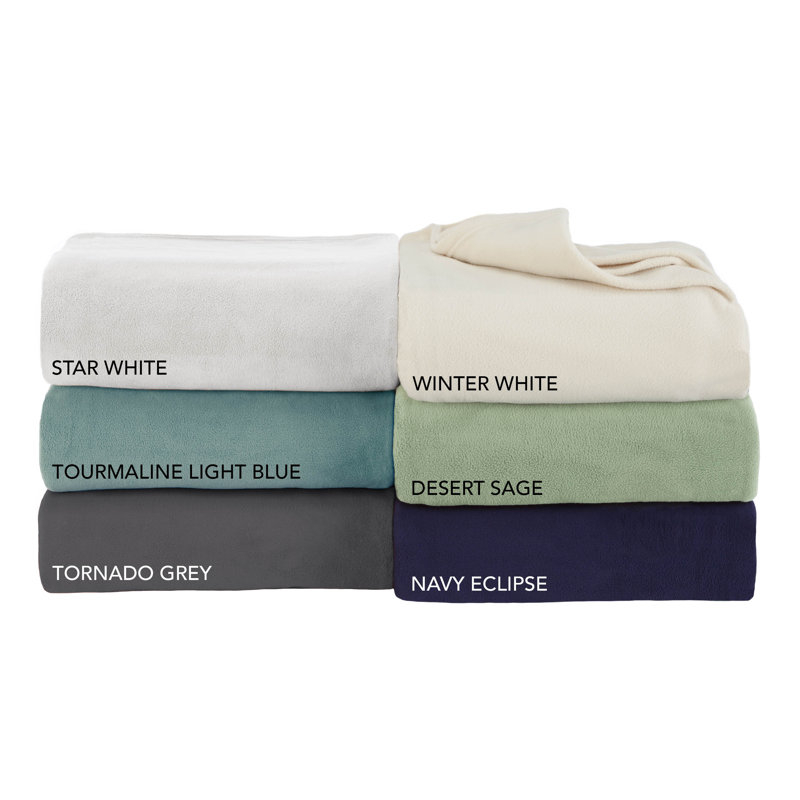 Light Blue Full/Queen Microfleece Reversible Bed Blanket