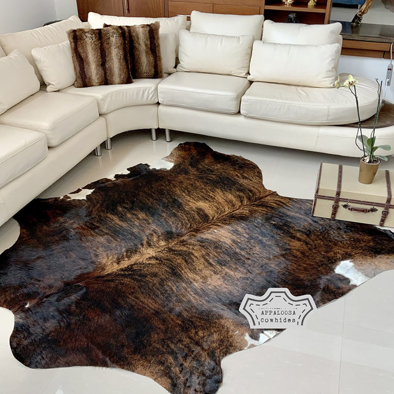 Handcrafted Dark Brindle Cowhide Rug 5' x 7'