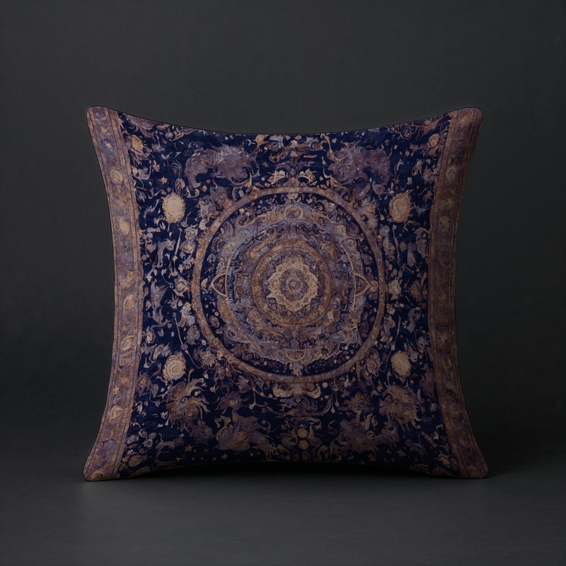 Coussin décoratif intérieur / extérieur gris Modern Modern, Carré 16 po, Noir / mauve oriental