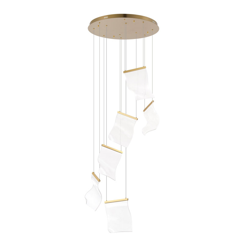 Lustre cascade à lumières multiples en acrylique à 6 lumières Lacara, Argent