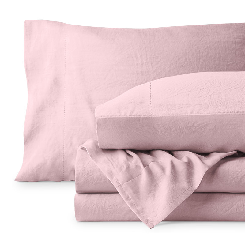 Washed Ultra-soft Microfiber Sheet Set, Queen Sheet Set with 2 Pillowcases, Dusty Pink