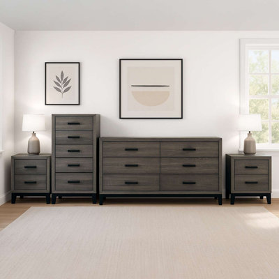 4-Piece Bedroom Storage Set with Dresser, Chest, and 2 Nightstands, Modern Wood Finish by Latitude Run