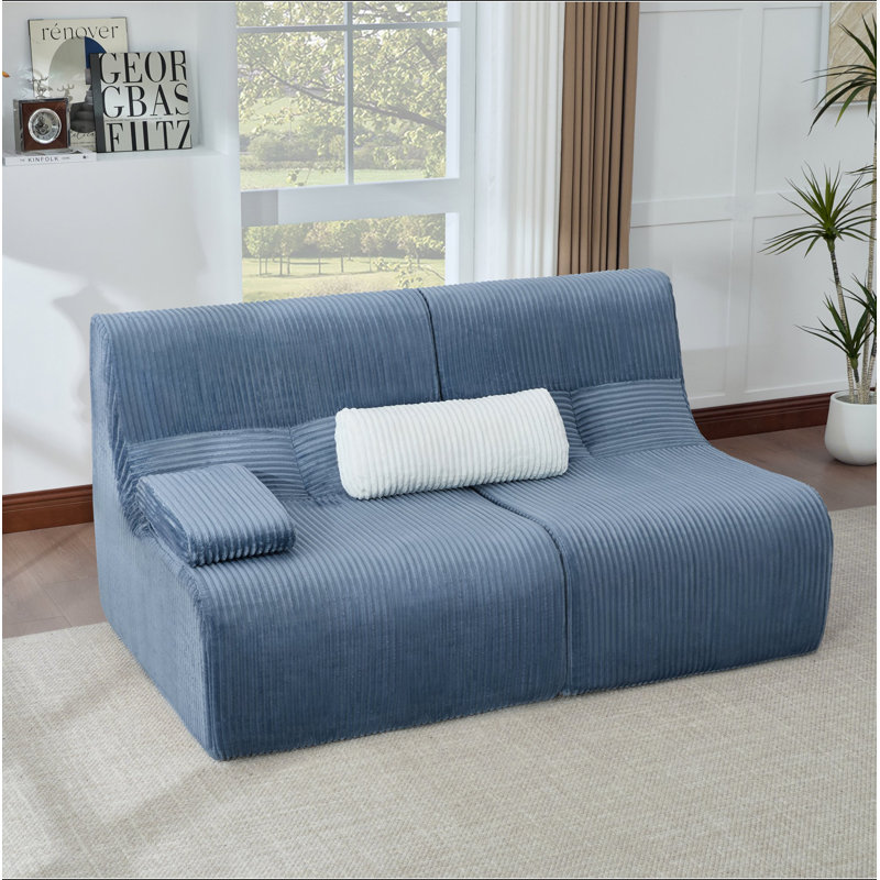 Canapé modulaire moderne 63,7 po, Blue Corduroy