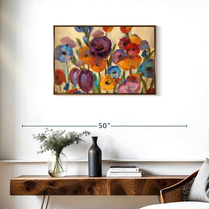 Garden Hues I, Cadre flottant doré, 31 po x 21 po