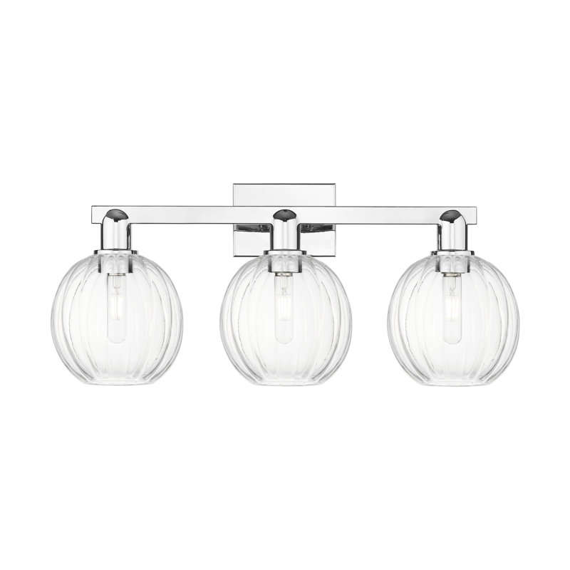 Eldon - 3 Light 26" Globe Shade Bath Vanity Light, Clair, Chrome poli