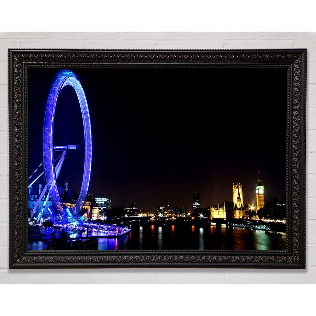 Gerahmtes Leinwandbild London Eye Blue Uk Framed Print