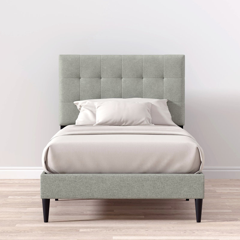 Saltz Upholstered Platform Bed, Gray, Twin