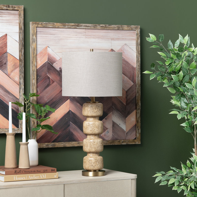 Lampe de table 29 po en résine avec abat-jour crème