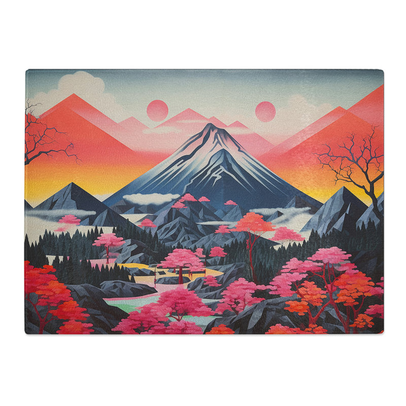 Mountains Geometric  Glass Chopping Board