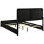 Lit très grand tapissier noir de style Mid-Century moderne, housse, tête de lit gris anthracite et pieds de support stables, style moderne, tissu anti-rayures, base