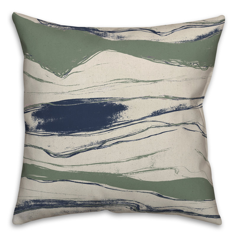  Housse et insert de coussin carré extérieur Flowing Lines, Vert et bleu