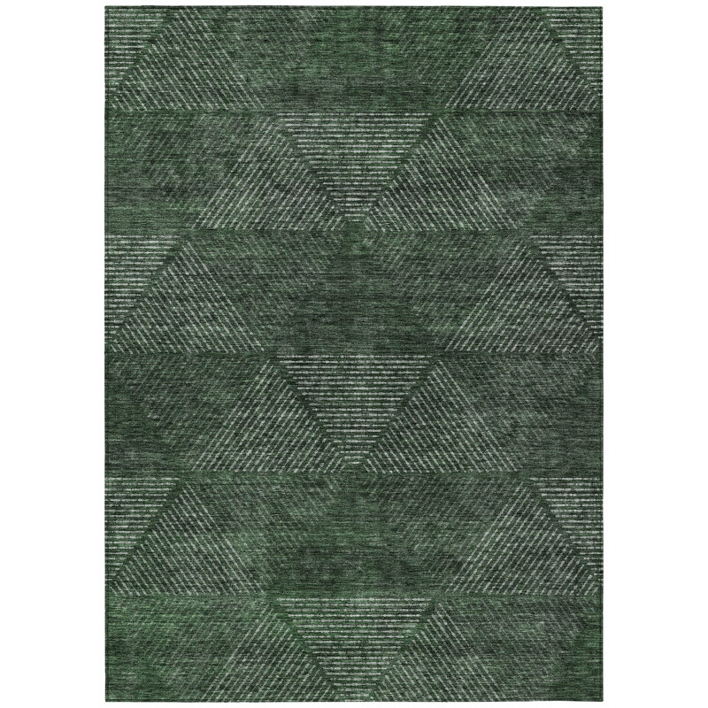 Tapis extérieur lavable à motif géométrique vert émeraude 10 pi x 14 pi