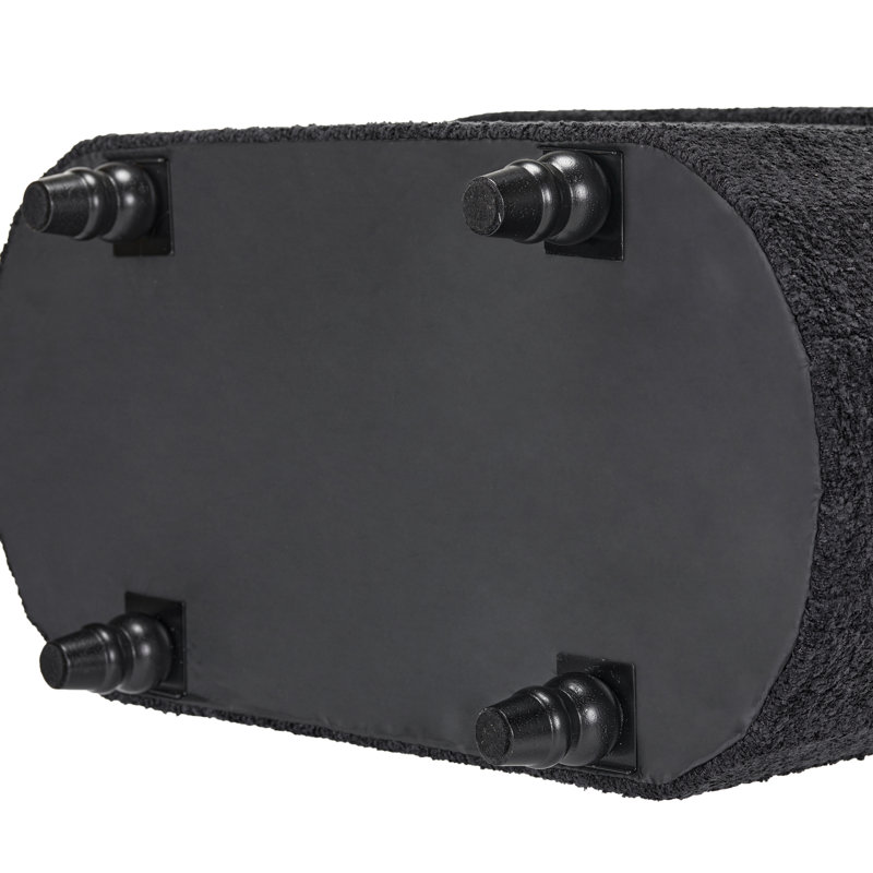  30" Boucle Upholstered Storage Ottoman Bench, Black Polyester Boucle
