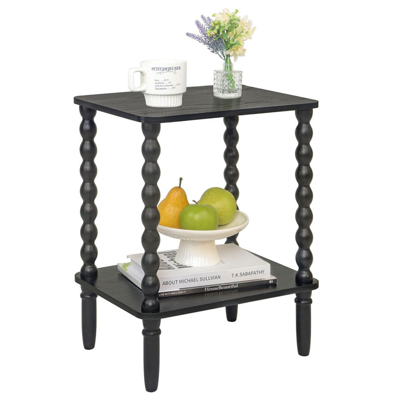 Side Table, Small End Table With Storage Shelf, 2-Tier Small Coffee Tables Living Room For Bedroom, Narrow Spaces, Black