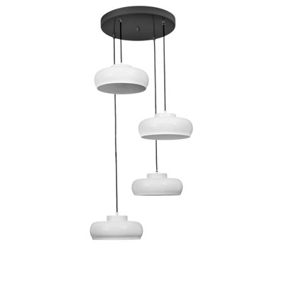 Lustre réglable moderne, structure en métal blanc et noir, 9,8 po x 5,1 po | Hauteur réglable de 8,3 à 27,6 pouces | 4 x douilles E27 de 40 W maximum (ampoules non incluses) | Luminaire élégant pour le salon et la salle à manger
