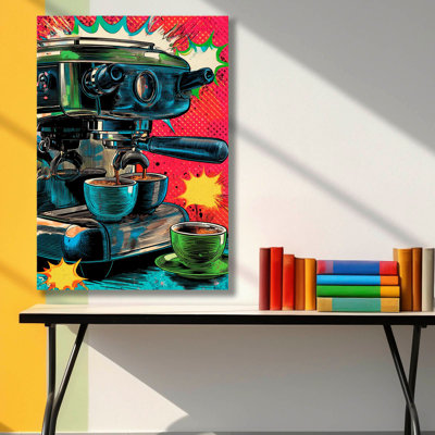 "Coffee Machine", art mural rétro sur toile, 17,7 "x 27,6"