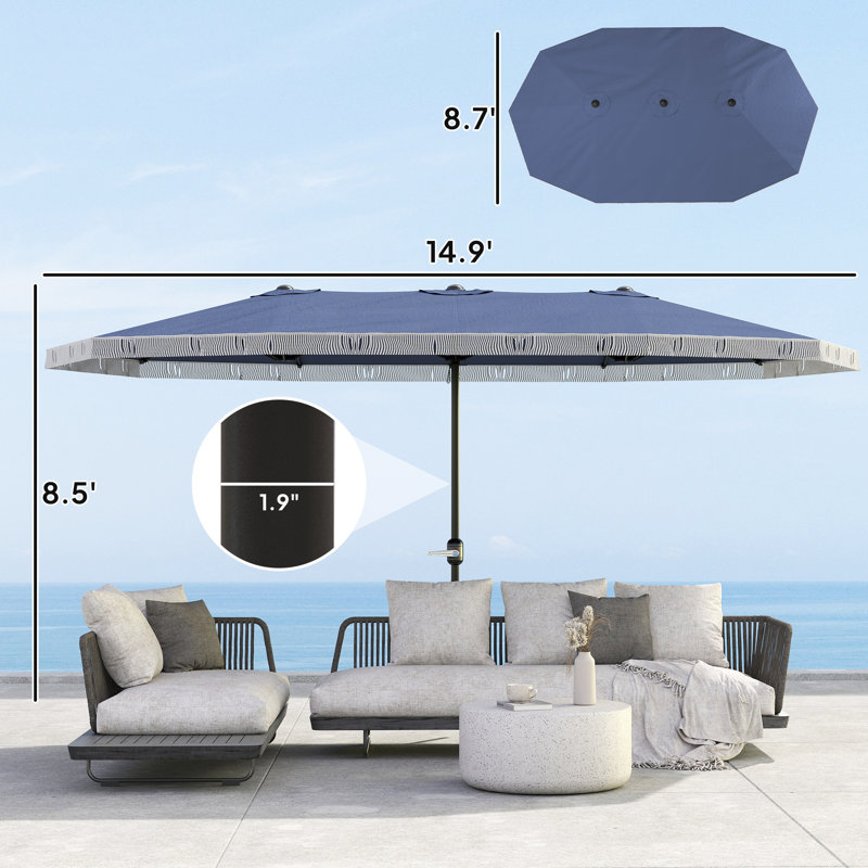 Parasols de patio spacieux, en acier polyester, style frange pour la cour
