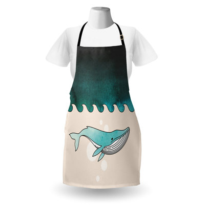 East Urban Home Whale Apron Unisex, Fish Swimming Submarine, Adult Size, Petrol Blue Turquoise -  557F314FF7024B7C991652E048D31471