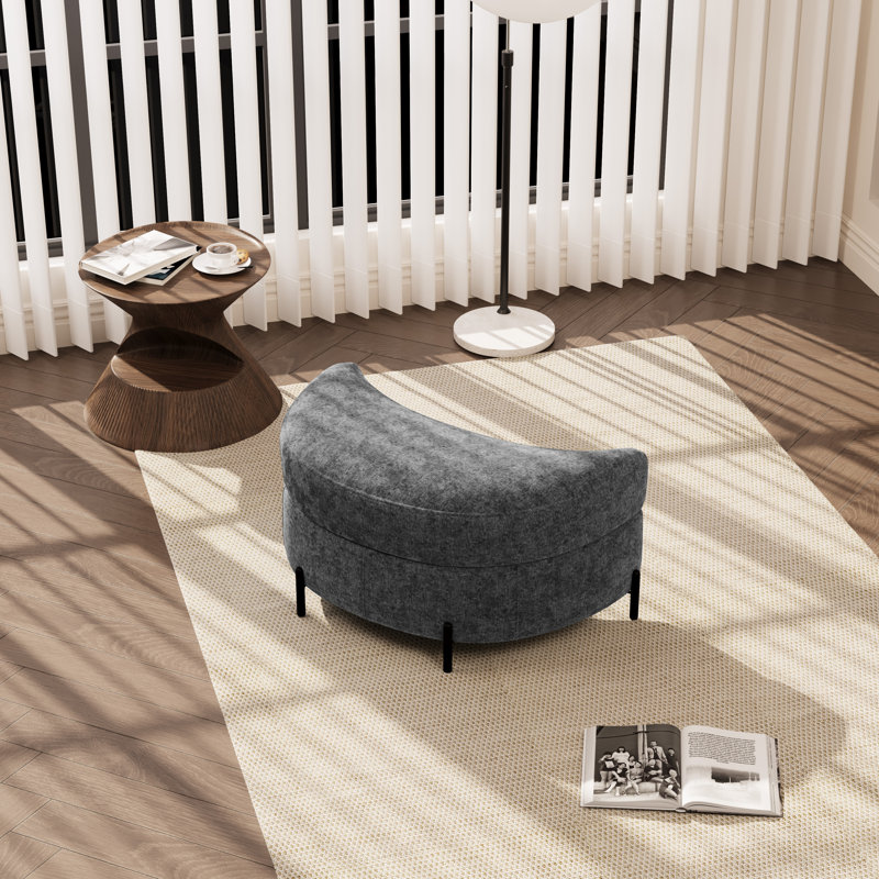 Repose-pieds rembourré avec rangement Moon, Gris chenille