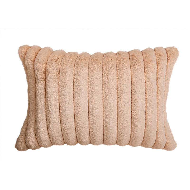 Housse et insert de coussin rectangulaire en fausse fourrure, Beige