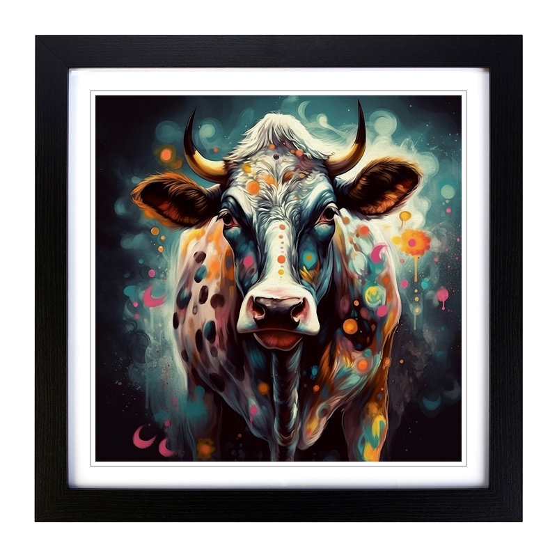Cow Conceptual Art - Framed Print, Black