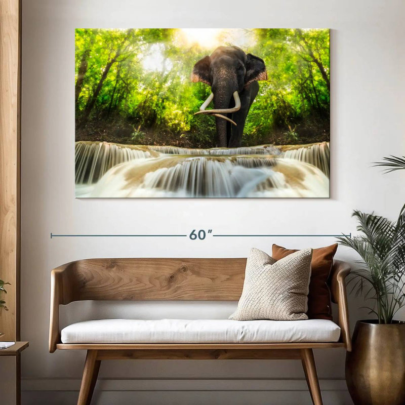 Brampt Waterfall Elephant, 34" H x 51" W